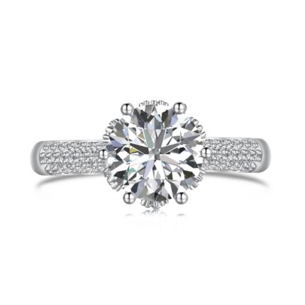 Anillo circón plateado macizo