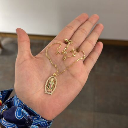 Cadena Oro laminado medalla virgen de Guadalupe colores