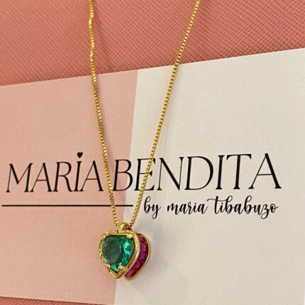 Cadena doble corazón diamante