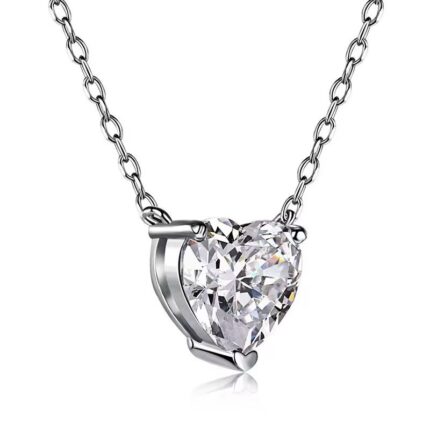 Cadena Corazon diamante plateado