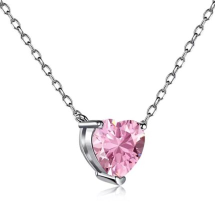 Cadena Corazon diamante rosado
